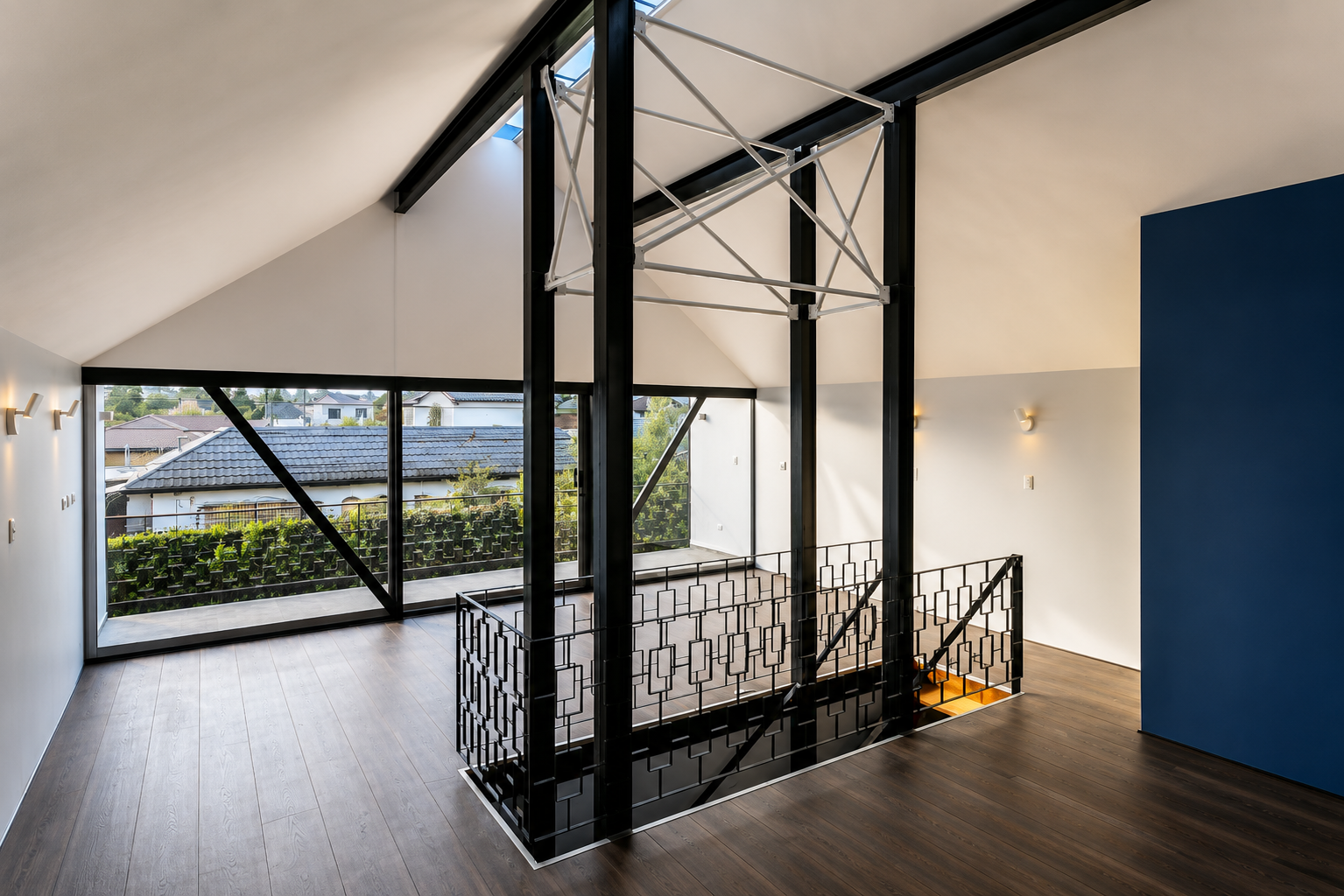 Casa Caballete — interior del segundo nivel ampliado con SIP, arquitecto Alejandro Soffia